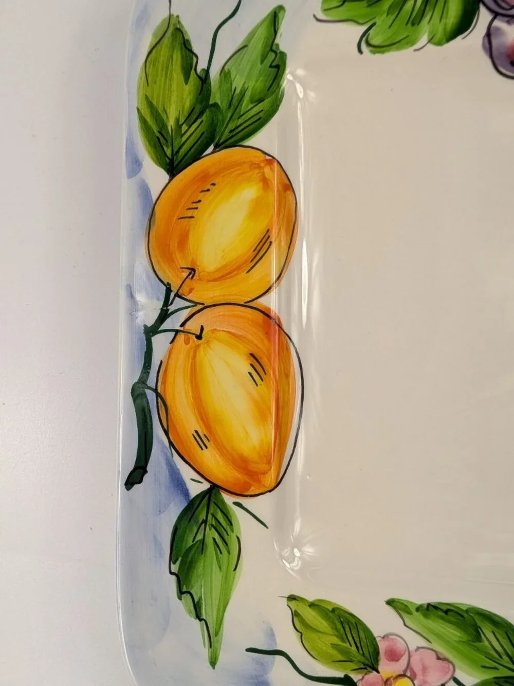 Crate & Barrel Hand Painted Fruit Platter Made in Italy Ancora 12